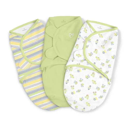 Vista 10 de SwaddleMe Manta original – Tamaño pequeño/mediano, 0-3 meses, paquete de 3 (corazones de bebé), fácil de usar, mantiene al bebé cómodo y seguro
