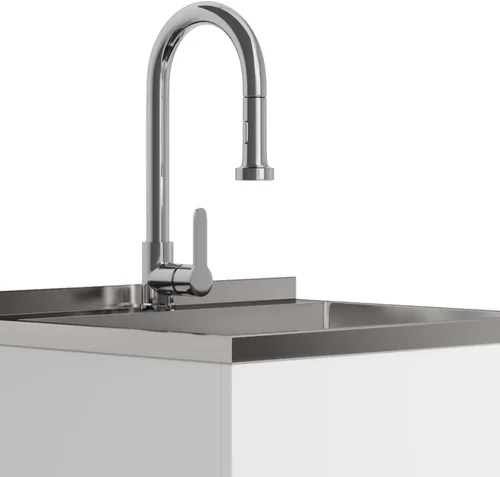 Vista 6 de SIMPLIHOME Metro - Lavabo y gabinete de lavandería todo en uno de 24 pulgadas de ancho en acabado blanco puro, gabinete de fregadero de acero