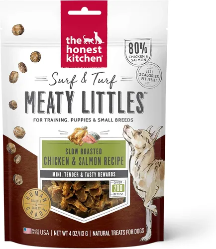 Vista 10 de The Honest Kitchen Meaty Littles - Golosinas para perros, receta de carne de res y salmón, hechas con ingredientes de grado humano, golosinas