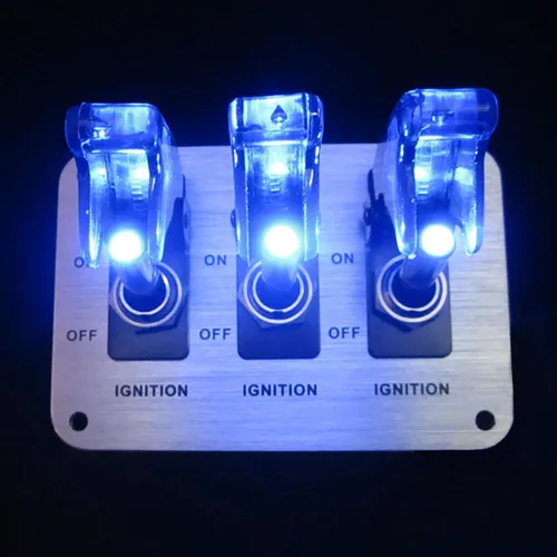 Vista 5 de DC 12 V set de interruptores con indicador LED para autos de carrera, Azul