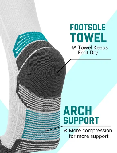 Vista 4 de SONORAN Calcetines de compresión para hombres y mujeres (246 pares) 20-30 mmHg de compresión graduada hasta la rodilla para correr, atletismo