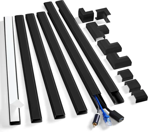 Vista 6 de ZhiYo Kit de Pared para Ocultar Cables, Cubierta de Cable de 87 Pulgadas para TV Montada en Pared, Cubiertas de Alambre para Cables, Ocultadores