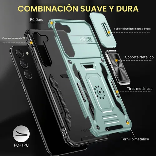 Vista 7 de ANGELAS - Funda a prueba de golpes para Samsung Galaxy S23 Plus, parachoques de silicona TPU con protección anticaídas, cubierta deslizante