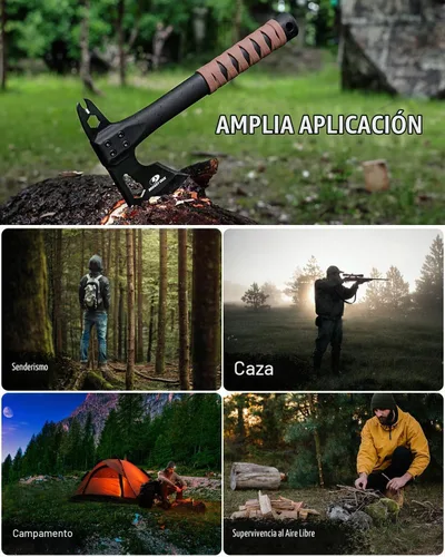 Vista 8 de MOSSY OAK Hacha de camping de 12" y hacha de supervivencia con funda Outdoor Multitool Hatchet w/ Hex Wrench Slots, Non-Slip Dual-Color Handle
