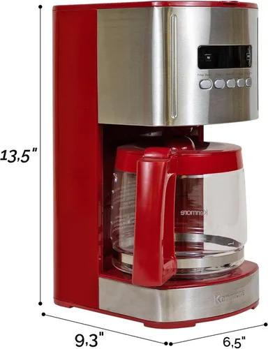Vista 8 de Kenmore - Cafetera de goteo – Máquina de café programable de 12 tazas con jarra de vidrio, preparación regular y fuerte, apagado automático
