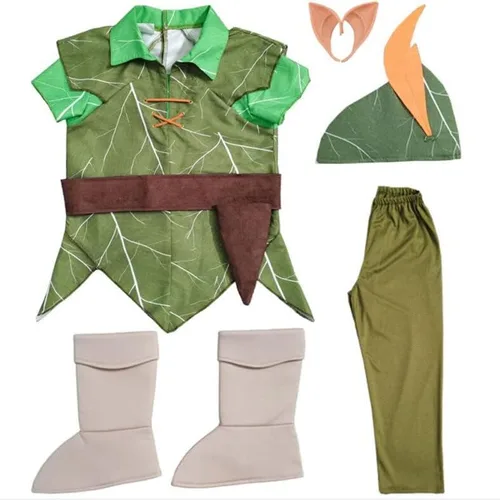 Vista 3 de Szytypyl Disfraz de Peter Pan para niños, disfraz de elfo de hada, disfraz de Halloween para cosplay