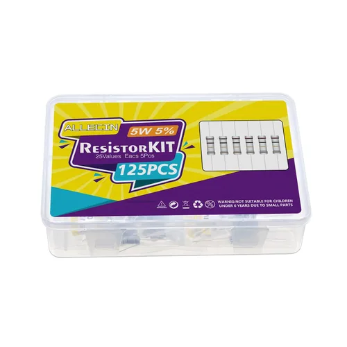 Vista 5 de Kit de resistencias de película de carbono de 5 W de 1 ohmio a 1M Ohm 25 valores Surtido de resistencias de 5 vatios y 5%