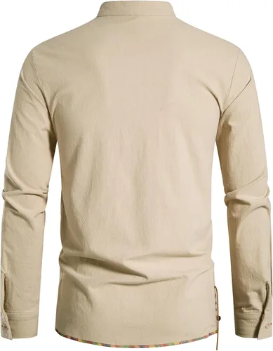 Vista 43 de JEMITOP Men's Pure Cotton Renaissance Lace Up Shirt Verde militar