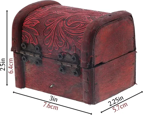 Vista 3 de SandT Collection Caja de madera de 3 pulgadas con diseño de cofre del tesoro, remolino