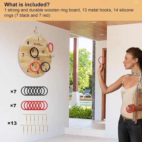 Vista 3 de Win SPORTS Juego de lanzamiento de anillos, interior y exterior, para niños y adultos, para la familia, divertida puerta trasera o para colgar