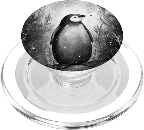 Vista 8 de PopSockets PopGrip estándar de pingüino floral vintage