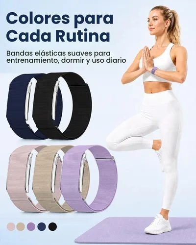 Vista 6 de Correa deportiva de nailon compatible con Amazfit Helio correa, pulsera ajustable con funda de parachoques de metal para correa de helio Negro