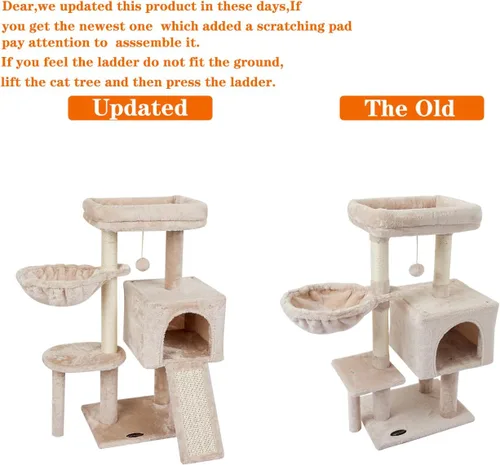 Vista 4 de FISH&NAP Lindo Árbol para Gatos Gatito Torre para Gatos para Gatos de Interior Condominio Postes Rascadores de Sisal con Plataforma de Salto Muebles