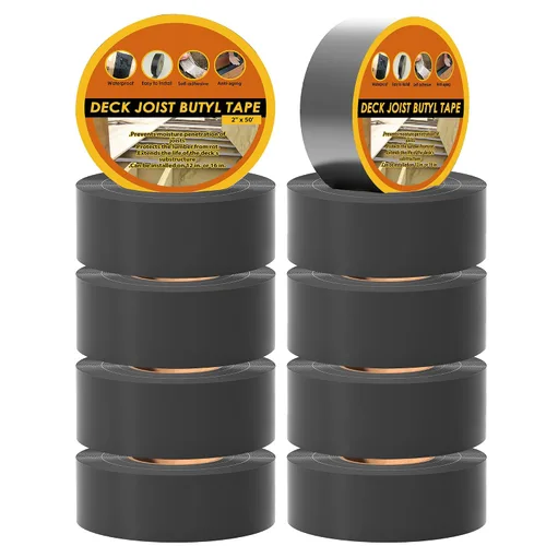 Vista 9 de Butyl Joist Tape for Decking 2''×50', 2 Rolls Waterproof Deck Tape Joist Tape, Waterproof and Anti-Corrosion Joists Deck Tape, Self Adhesive