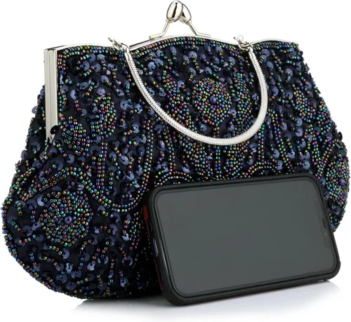 Vista 2 de Gets Noble - Bolso de noche con lentejuelas y cuentas para mujer