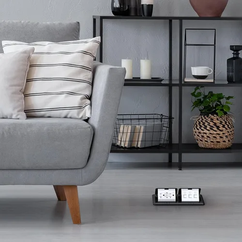 Vista 2 de WEBANG Kit eléctrico de caja de piso doble emergente, salida de receptáculo GFCI de acero inoxidable de 20 amperios, resistente a la intemperie