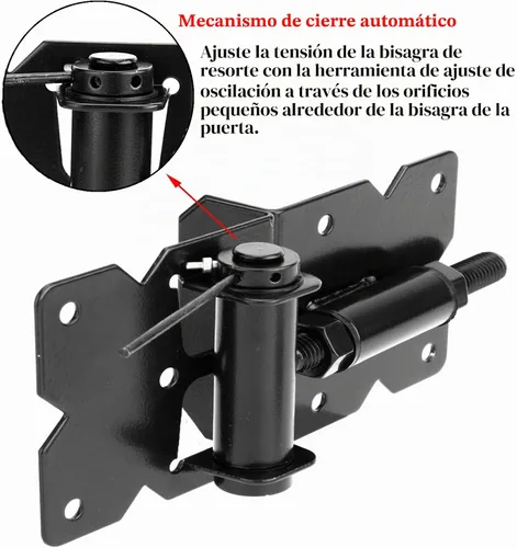 Vista 3 de Bisagras de puerta de cierre automático, accesorios ajustables y resistentes, kit de bisagras de puerta de 90 grados para madera/vinilo/metal/valla