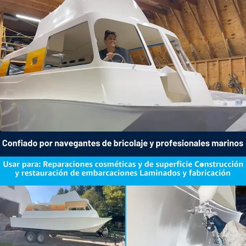 Vista 3 de TotalBoat Gelcoat marino para construcción de barcos, reparación y recubrimientos compuestos (blanco, galón con cera) Touch Up & Restore