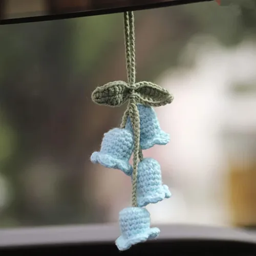 Vista 22 de Planta colgante de ganchillo para automóvil, colgador de espejo de automóvil de punto, cesta colgante de ganchillo para plantas de automóvil, lindos