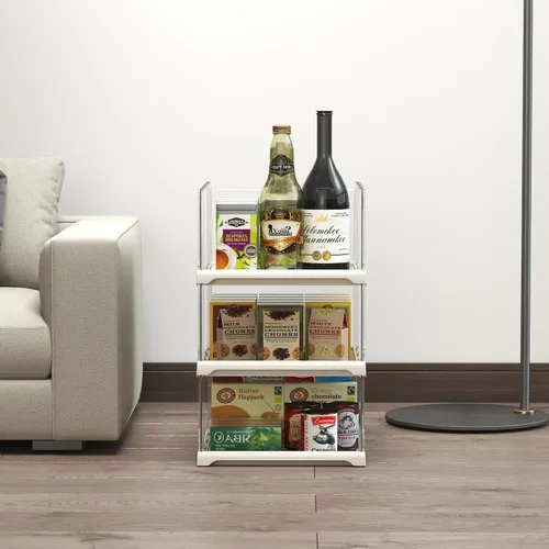 Vista 4 de Covetree 3 Pack Organizadores de Clóset Apilables y Estantes de Almacenamiento - Organizador Transparente para Suéteres para Clóset, Baño, Cocina