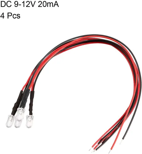 Vista 2 de uxcell 4pcs 0.197 in pre cableado LED, azul DC9-12V lente transparente, diodos emisores de luz
