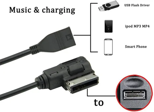 Vista 5 de Fydun Adaptador USB, interfaz de música USB AMI MMI AUX MP3 Cable adaptador para S4 S5 S6 4F0051510G