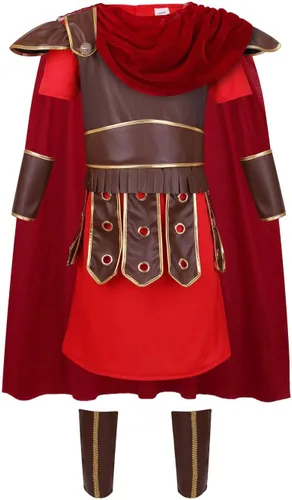Vista 2 de LMYOVE Disfraz de guerrero para niños, soldado romano de Halloween, gladiador, vikingo, medieval, histórico, juego de rol, fiesta de 4 a 14 años