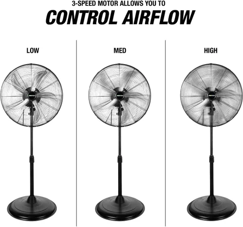 Vista 6 de OEMTOOLS OEM24871 - Ventilador de pedestal oscilante de 20 pulgadas, altura ajustable para garaje, tienda, gimnasio, almacén de flujo de aire