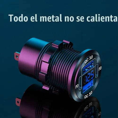 Vista 3 de Toma de corriente USB de 78 W 12 V con 4 puertos para cargador de automóvil, doble PD USB C y cargador de aluminio de doble puerto de carga rápida