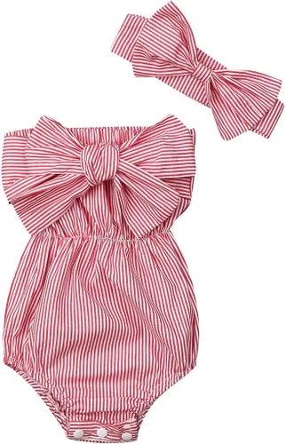 Vista 10 de Ropa de una pieza de verano para bebé niña, sin mangas, de algodón, lino, mameluco con diadema Albaricoque