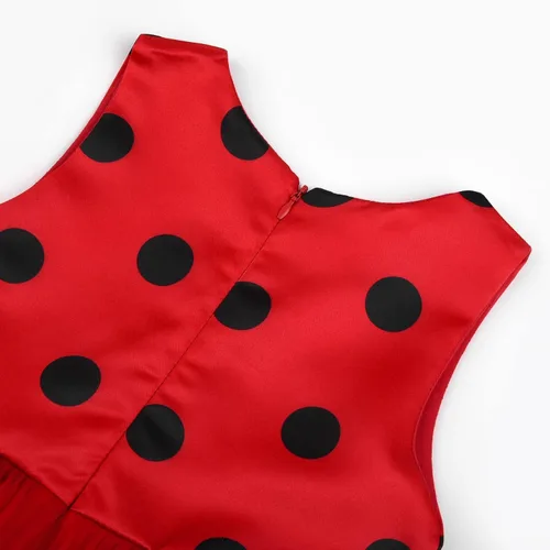Vista 4 de Uhdear Disfraz de mariquita para niñas vestido tutú sin mangas fiesta de Halloween con accesorios