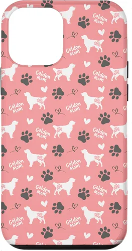 Vista 16 de Golden Retriever - Carcasa para iPhone 17, diseño de mamá y perro, diseño floral, color rosa