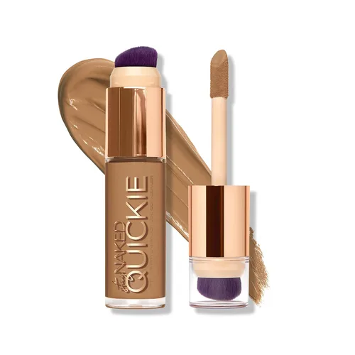 Vista 5 de Urban Decay Quickie Corrector impermeable de cobertura completa 24 horas, acabado mate natural, vitamina E hidratante, cepillo de pulido de doble