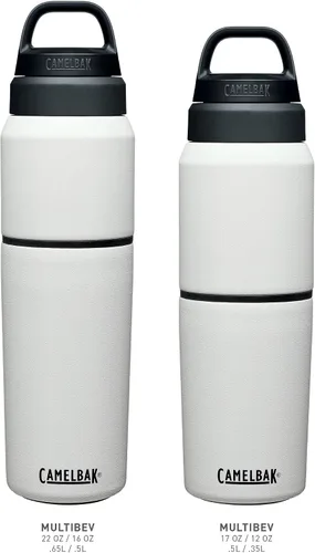 Vista 10 de CamelBak MultiBev - Botella de agua con aislamiento de acero inoxidable y taza de viaje Rosa Terracota/Rosa Camelia