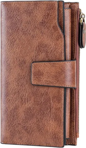Vista 18 de SENDEFN - Carteras de cuero para mujer, con bloqueo de identificación por radio frecuencia (RFID), tarjetero con monedero, cartera de mano