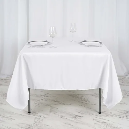 Vista 130 de Efavormart - Mantel cuadrado de lino de poliéster sin costuras, 54 x 54 pulgadas, color beige, para banquetes de boda, fiesta, restaurante