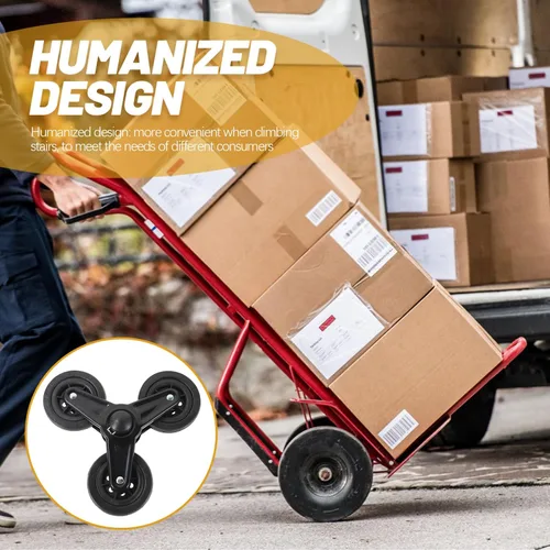Vista 5 de 1 par de ruedas de cristal de acero inoxidable, ruedas triangulares resistentes para carritos de compras, carretillas de escalada de escaleras
