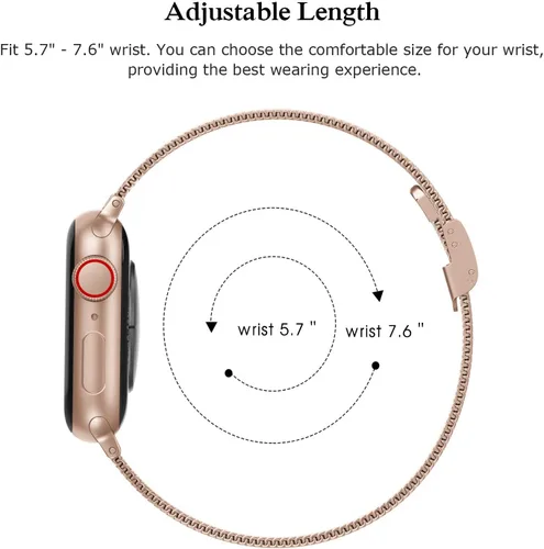 Vista 7 de Correa de metal compatible con iWatch 38mm 40mm 42mm 44mm, de acero inoxidable, tejido de metal fino pequeño suave, repuesto para iWatch Series 6 5