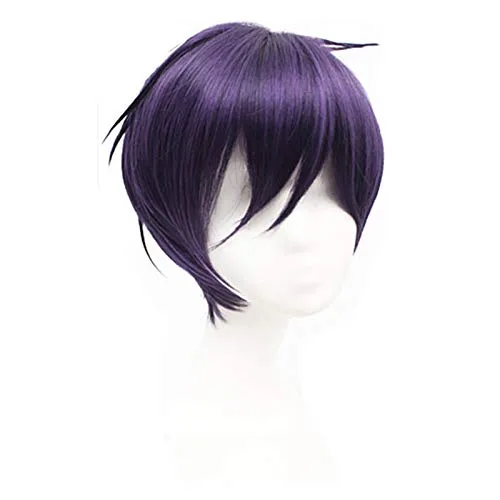 Vista 2 de Peluca de cosplay Anime Noragami YATO púrpura oscuro peluca corta Cosplay traje resistente al calor pelo sintético hombres mujeres Cosplay pelucas