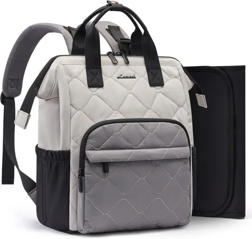 Vista 12 de LOVEVOOK Mochila pequeña para pañales, mini bolsa de bebé para niña o niño con cambiador, mochila para pañales para mamá y papá con hebillas
