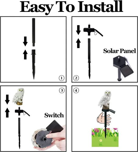Vista 11 de DOUBLE 2 C Luz solar para jardín al aire libre, luz solar para jardín con poste de búho, luz LED impermeable de blanco cálido para jardín, patio