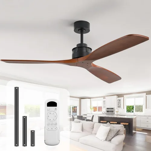 Vista 19 de Sofucor - Ventiladores de techo de 52 pulgadas con luces, ventilador de techo de madera sólida para interiores/exteriores con control remoto, motor