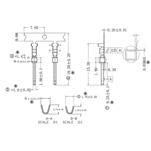 Vista 5 de 200 piezas (100 pares) chapadas en oro DB de 0.08 pulgadas macho hembra para conectores de crimpado D-Sub DB9, DB15, DB25, DB37, DB50