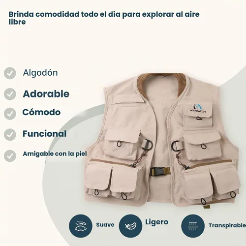 Vista 4 de M MAXIMUMCATCH Maxcatch - Chaleco de pesca con mosca, algodón