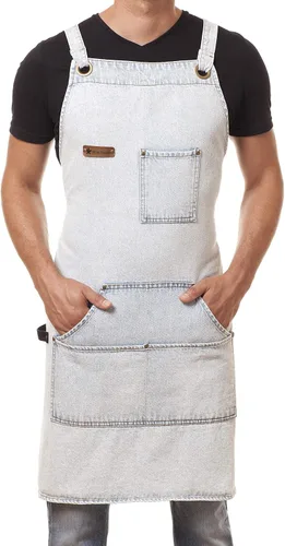 Vista 3 de Delantal de cocina profesional diseñado para cocina, barbacoa, parrilla, 10 onzas, babero ajustable para mujeres y hombres, con lazo para toalla