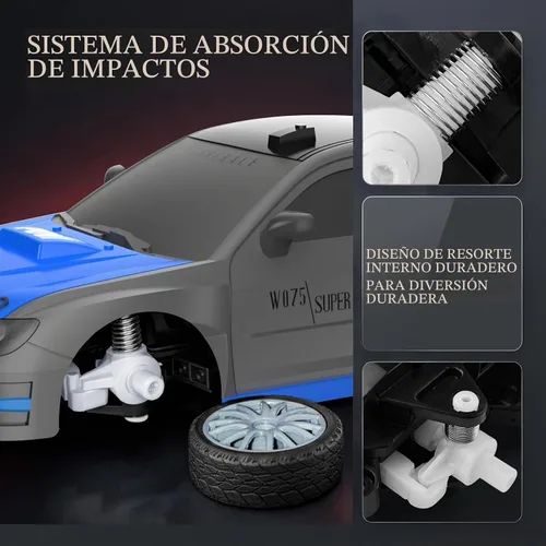 Vista 4 de Auto de control remoto RC Drift Car 2.4GHz Escala 1:24 4WD 15KM/H Modelo de vehículo de alta velocidad con luces LED Neumático de Derrape Coche