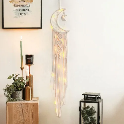 Vista 2 de Dremisland - Atrapasueños de macramé para colgar en la pared, bohemio chic, decoración de pared, para apartamento, dormitorio, habitación, puerta