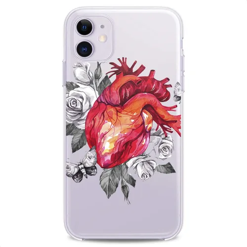 Vista 8 de Funda de TPU compatible con Apple iPhone 12 Mini 2020 Release 5.4 pulgadas, contraportada anatomía diseño de corazón, lindo estampado de órgano