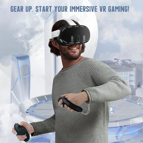 Vista 9 de TiMOVO Juego de accesorios de protección VR para Meta Quest 3, cubierta protectora de realidad virtual que incluye agarre para el controlador