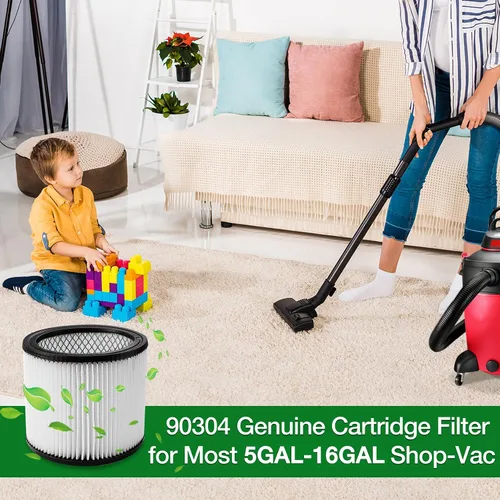 Vista 8 de Shop-Vac Filtro de cartucho de repuesto 90304/90344, se adapta a la mayoría de aspiradoras Shop-Vac Dry de 5 galones o más, original, reutilizable